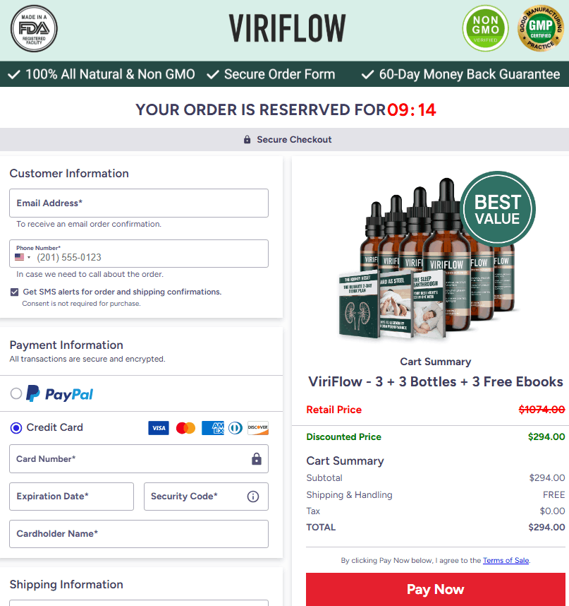 ViriFlow-order-page